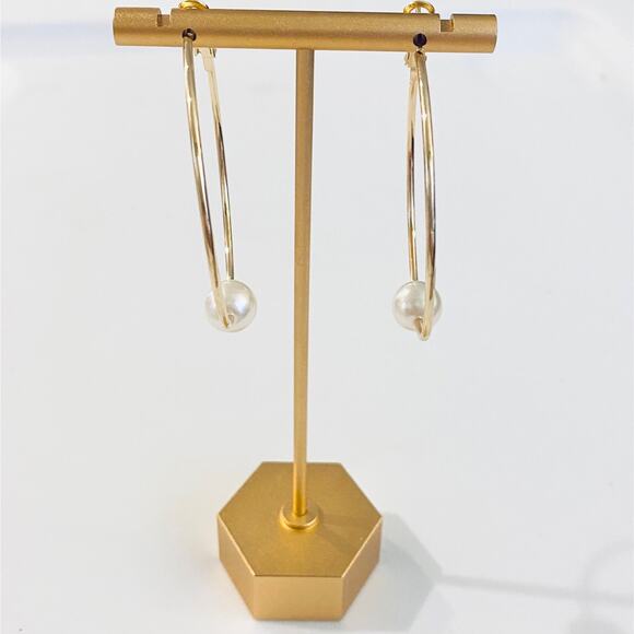 Pearl Hoop Earrings - Picture 2 of 2